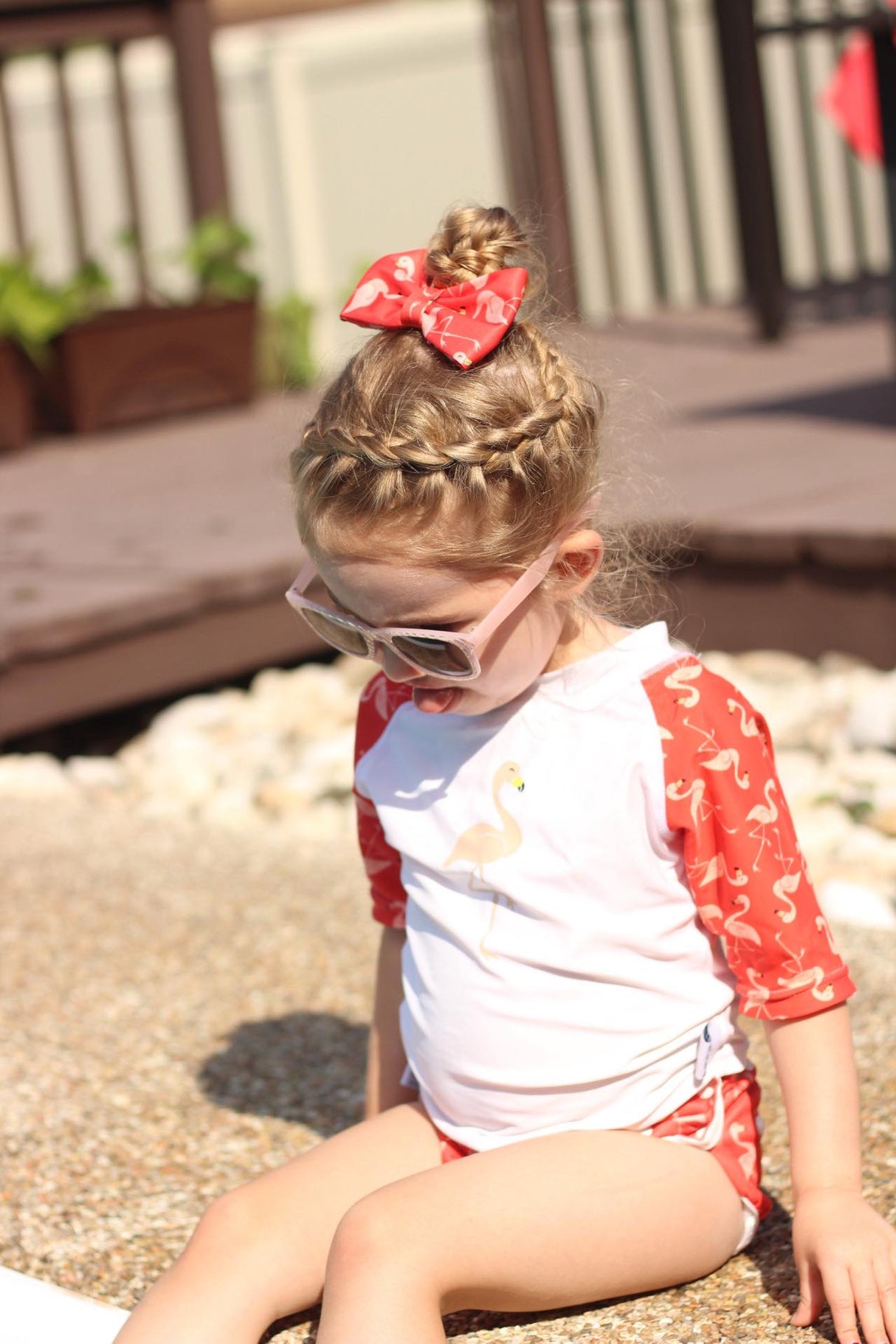 Flamingo Swim Bow by Beau & Belle Littles