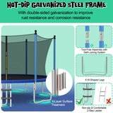 Outdoor Recreational Trampoline with Ladder and Enclosure Net-14 ft