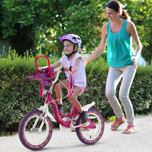 Kids Bike with Doll Seat and Removable Training Wheels-S