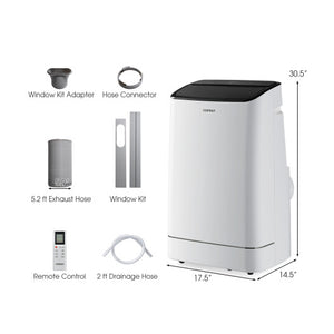 15000 BTU Portable Air Conditioner with Heat and Auto Swing-White