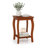 15 Inch 2-Tier Square End Table with Storage Shelf-Walnut