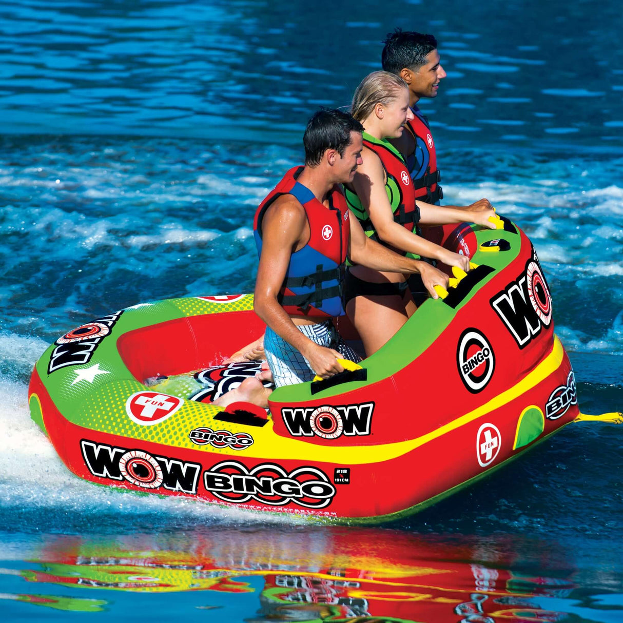WOW Sports Bingo 1-3 Person Towable Water Tube For Pool and Lake (14-1070) by Jupiter Gear