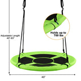 40 Inch Flying Saucer Tree Swing Indoor Outdoor Play Set-Green
