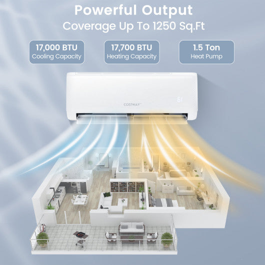 17000 BTU 21 SEER2 208-230V Ductless Mini Split Air Conditioner and Heater