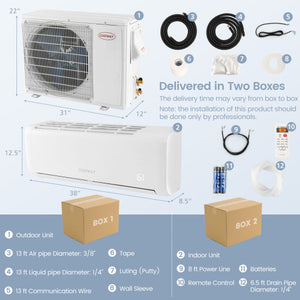 17000 BTU 21 SEER2 208-230V Ductless Mini Split Air Conditioner and Heater
