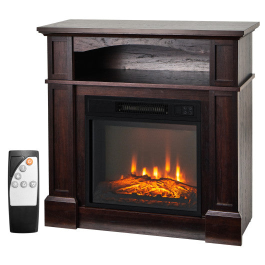 18 Inch 1400W Electric TV Stand Fireplace with Shelf-Natural