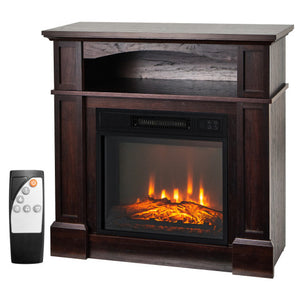 18 Inch 1400W Electric TV Stand Fireplace with Shelf-Natural