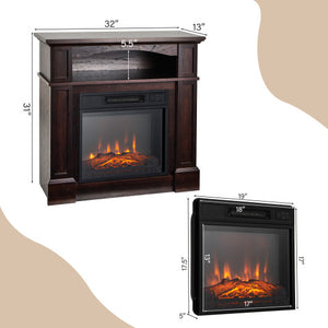 18 Inch 1400W Electric TV Stand Fireplace with Shelf-Natural