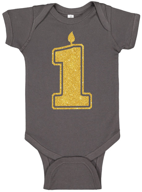 1 Gold First Birthday Bodysuit - Aiden's Corner