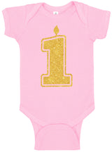 1 Gold First Birthday Bodysuit - Aiden's Corner