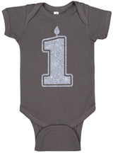 1 Silver First Birthday Bodysuit - Aiden's Corner