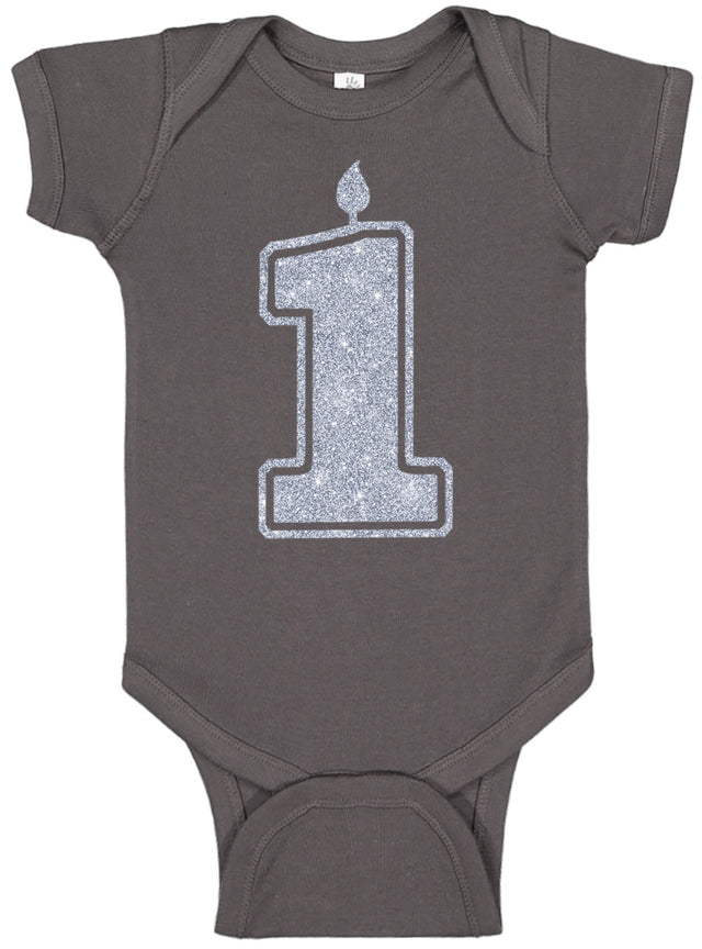 1 Silver First Birthday Bodysuit - Aiden's Corner