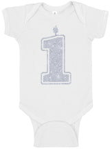 1 Silver First Birthday Bodysuit - Aiden's Corner