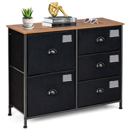 5-Drawer Storage Dresser for Bedroom Closet Entryway-Black