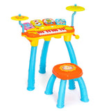 24-Key Piano Keyboard DJ Drum Combination with Microphone and MP3-Blue