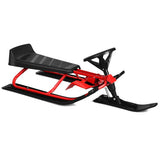 Kids Snow Sled with Steering Wheel and Double Brakes Pull Rope-Red