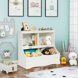 Kids Floor Cabinet Multi-Functional Bookcase -White