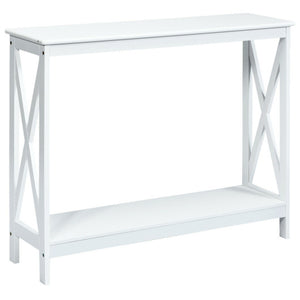 2-Tier Console X-Design Sofa Side Accent Table-White