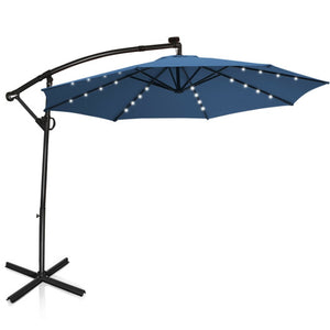 10 ft 360° Rotation Solar Powered LED Patio Offset Umbrella-Blue
