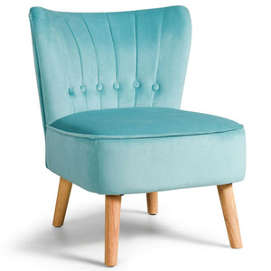 Armless Accent Chair Tufted Velvet Leisure Chair-Green