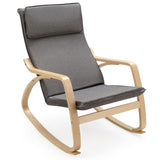 Stable Wooden Frame Leisure Rocking Chair with Removable Upholstered Cushion-Gray