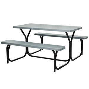 Picnic Table Bench Set for Outdoor Camping -Gray