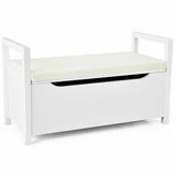 34.5"—15.5"—19.5 Inch Shoe Storage Bench with Cushion Seat for Entryway-White