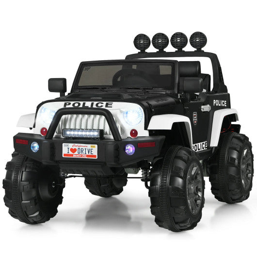 12 V Kids Ride On Truck with Remote Control and Double Magnetic Door-Black & White