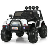12 V Kids Ride On Truck with Remote Control and Double Magnetic Door-Black & White