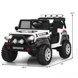 12V Kids Remote Control Electric  Ride On Truck Car with Lights and Music -White
