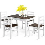 5 Pieces Solid Wood Compact Kitchen Dining Set-Walnut