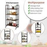 Foldable Rolling Cart with Storage Shelves for Kitchen-4-Tier