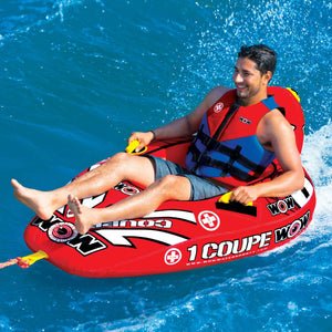 WOW Sports 1 Person Coupe Cockpit Towable Water Tube and Lounge Chair (15-1020) by Jupiter Gear