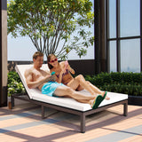 2-Person Patio Rattan Lounge Chair with Adjustable Backrest-White