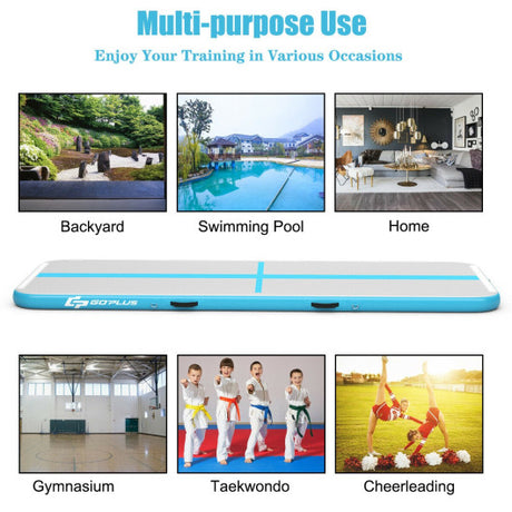 10 Feet Inflatable Gymnastics Tumbling Mat with Pump-Navy