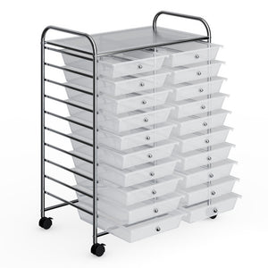 20 Drawers Storage Rolling Cart Studio Organizer-Clear