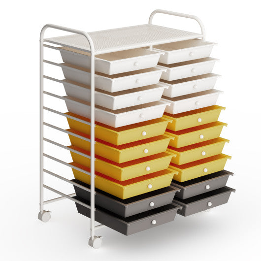 20 Drawers Storage Rolling Cart Studio Organizer-Yellow