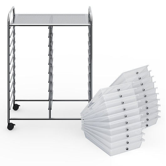 20 Drawers Storage Rolling Cart Studio Organizer-Clear