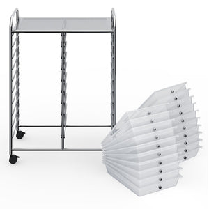 20 Drawers Storage Rolling Cart Studio Organizer-Clear