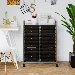 20 Drawers Storage Rolling Cart Studio Organizer-Black