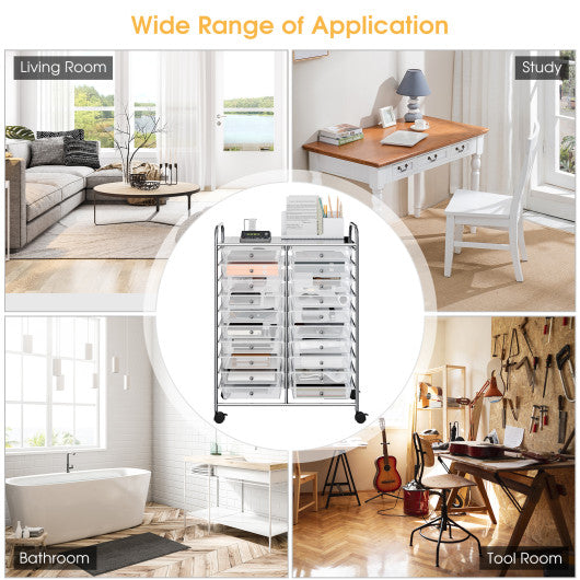 20 Drawers Storage Rolling Cart Studio Organizer-Clear