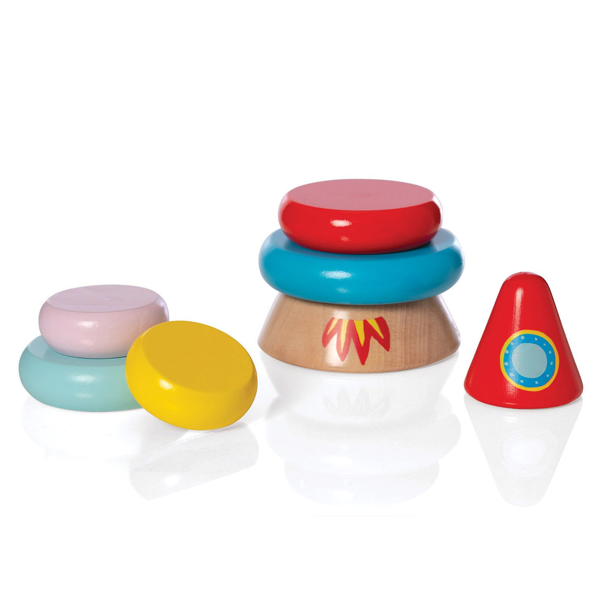 Magnetic Wood Stacker Rocket - Manhattan Toy