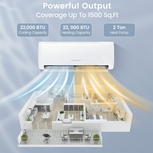 22000 BTU 21 SEER2 208-230V Ductless Mini Split Air Conditioner and Heater