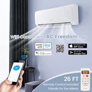 22000 BTU 21 SEER2 208-230V Ductless Mini Split Air Conditioner and Heater
