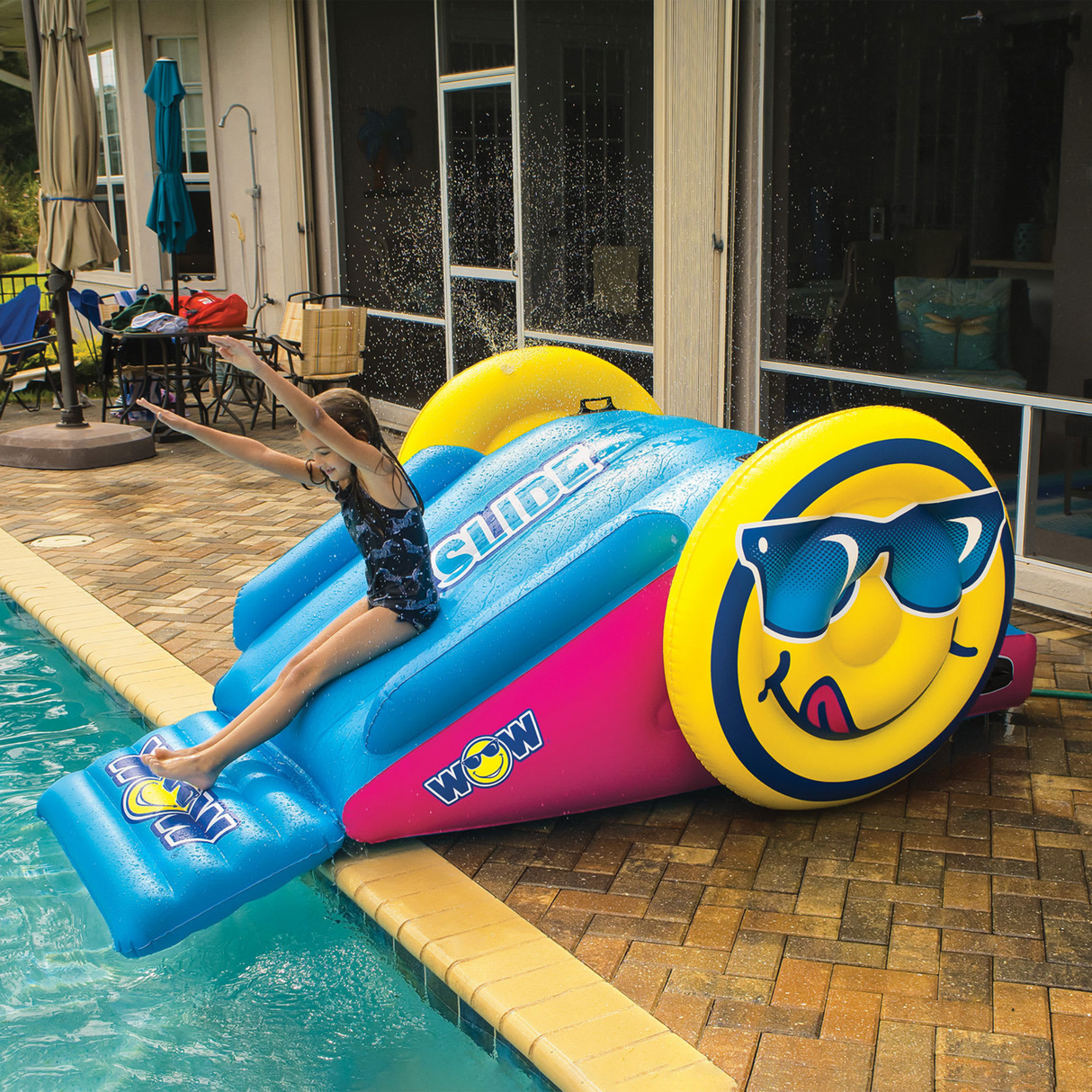 WOW Sports Fun Inflatable Water Slide with Sprinklers for In-Ground Pools (21-2360-WOW) by Jupiter Gear