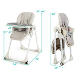 Baby Convertible High Chair with Wheels-Gray