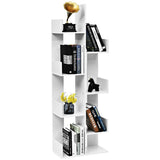 8-Tier Bookshelf Bookcase with 8 Open Compartments Space-Saving Storage Rack -White