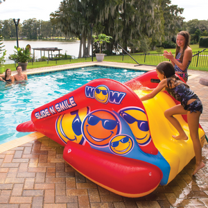 WOW Sports Slide N Smile Inflatable Pool Slide with Sprinklers for Kids and Adults (21-2500-WOW) by Jupiter Gear