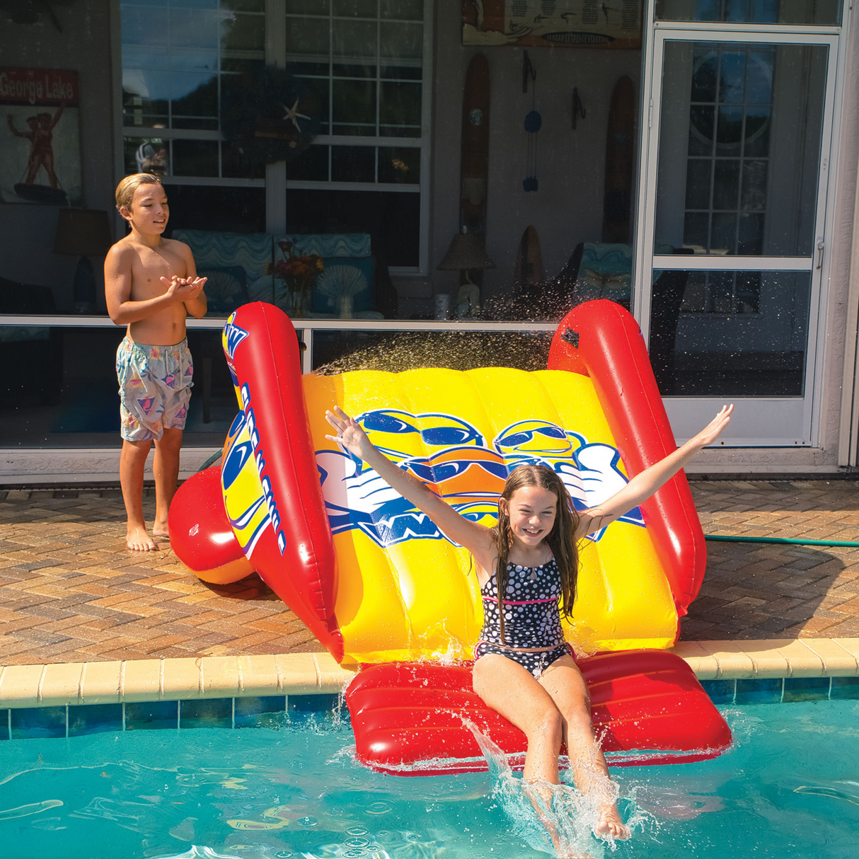 WOW Sports Slide N Smile Inflatable Pool Slide with Sprinklers for Kids and Adults (21-2500-WOW) by Jupiter Gear
