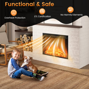 26 Inch Recessed Electric Fireplace with Adjustable Flame Brightness